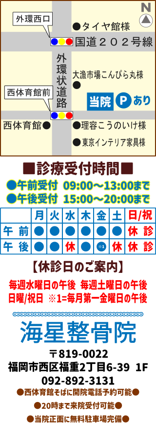 診療受付,地図,海星整骨院